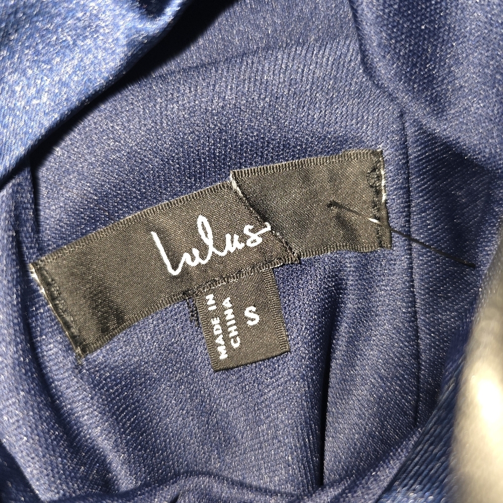 Lulus Jacey Navy Satin Halter Midi Dress, Size Small - Picture 8 of 10